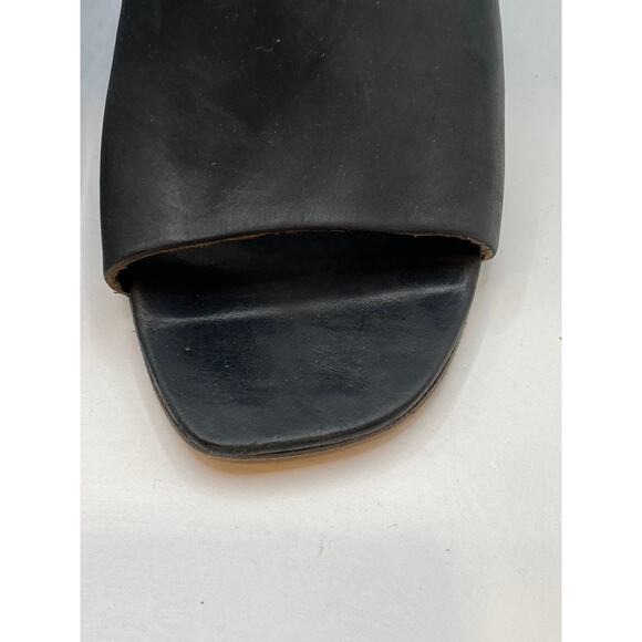 COCLICO Women's Black Leather Square Peep-Toe Heeled Sandals SZ 38.5(US8.5) - Picture 3 of 11